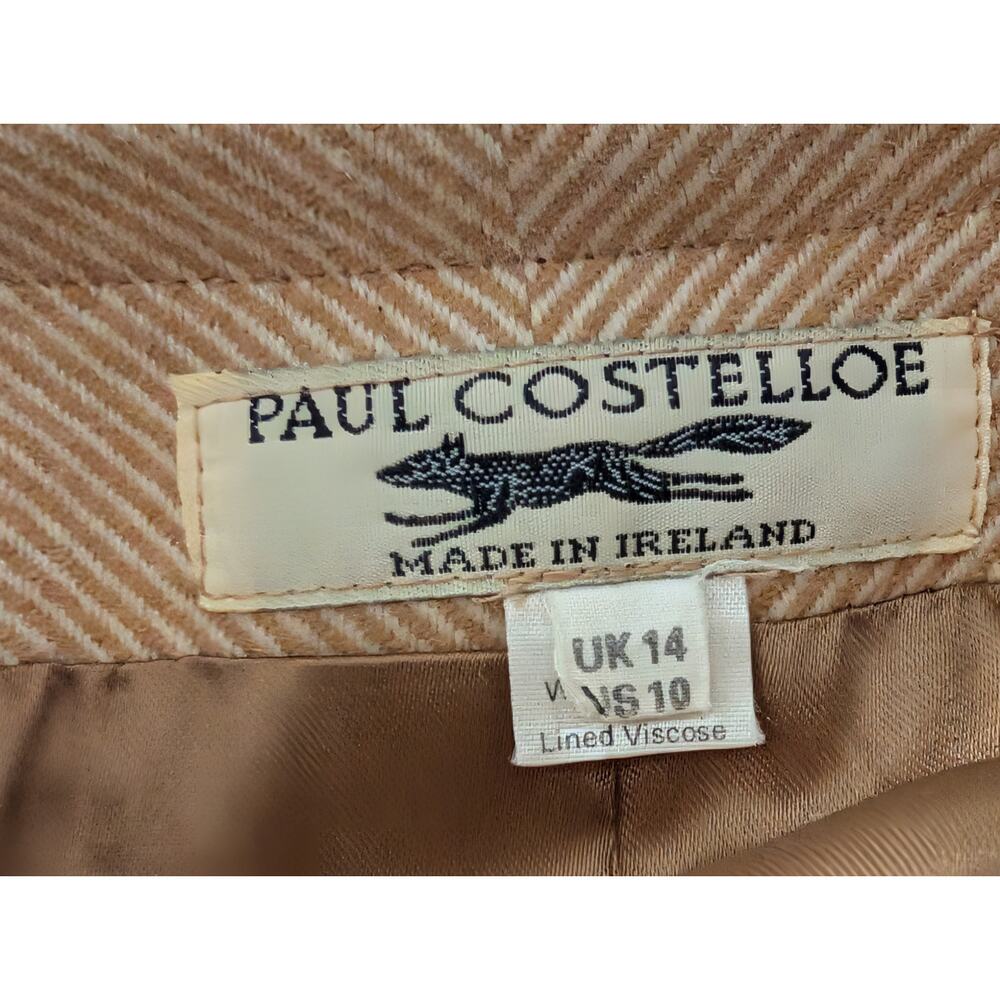 PAUL COSTELLOE Vtg 100% Irish Wool Herringbone Blazer Princess Diana Era US10 - Picture 10 of 16